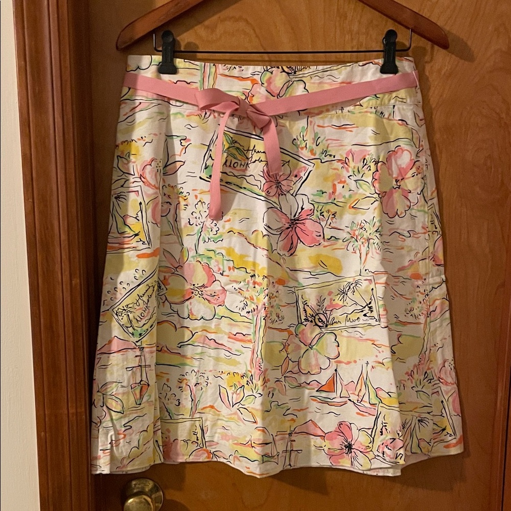 Express Multicolor A-Line Skirt with Pink Accents